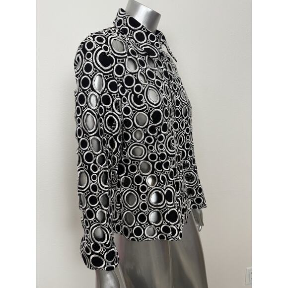 Samuel Dong Black Silver Geometric Cutout Jacket Womens Medium Art Wear - Picture 3 of 16